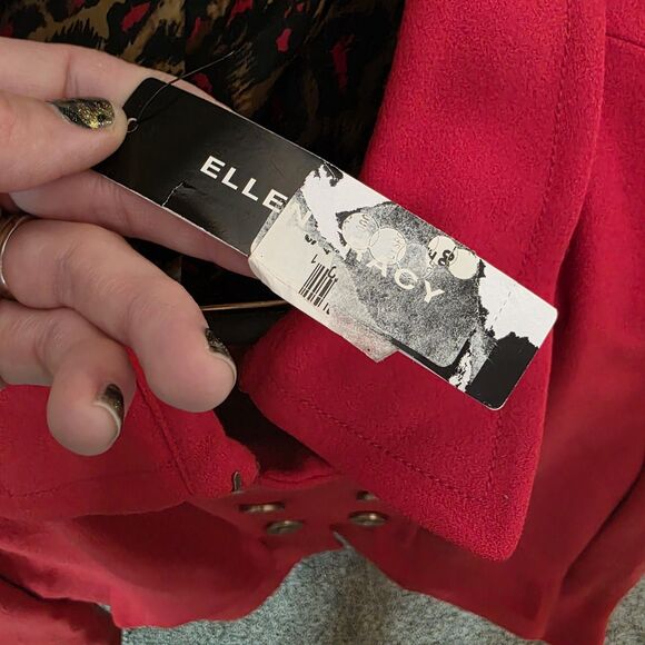 NWT Ellen Tracy Size 18 Double-Breasted Pea Coat Blazer Wool Gold Leopard - Picture 12 of 14